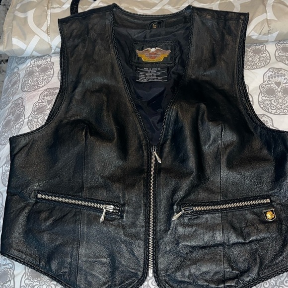 VINTAGE VTG HARLEY DAVIDSON WOMEN’S LEATHER VEST IN SIZE LARGE SW RARE EUC - Picture 1 of 8